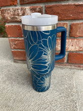 Load image into Gallery viewer, 40oz Stanley Dupe Tumblers Full Daisy Wrap Engrave with handle and straw