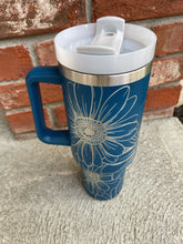 Load image into Gallery viewer, 40oz Stanley Dupe Tumblers Full Daisy Wrap Engrave with handle and straw