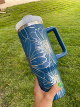 Load image into Gallery viewer, 40oz Stanley Dupe Tumblers Full Daisy Wrap Engrave with handle and straw