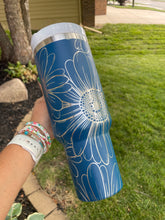 Load image into Gallery viewer, 40oz Stanley Dupe Tumblers Full Daisy Wrap Engrave with handle and straw