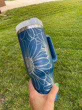 Load image into Gallery viewer, 40oz Stanley Dupe Tumblers Full Daisy Wrap Engrave with handle and straw