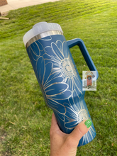 Load image into Gallery viewer, 40oz Stanley Dupe Tumblers Full Daisy Wrap Engrave with handle and straw
