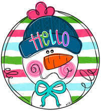 Load image into Gallery viewer, Snowman Colorful Round door hanger, Winter Christmas Snow door hanger