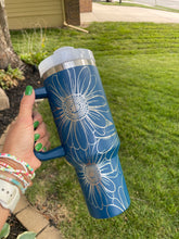 Load image into Gallery viewer, 40oz Stanley Dupe Tumblers Full Daisy Wrap Engrave with handle and straw