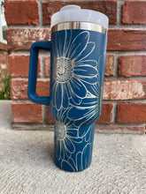 Load image into Gallery viewer, 40oz Stanley Dupe Tumblers Full Daisy Wrap Engrave with handle and straw