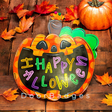 Load image into Gallery viewer, Halloween Colorful Happy Pumpkin Door Hanger