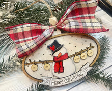 Load image into Gallery viewer, Family Snowman Christmas Ornament - Wooden Ornament - Bennington Youth Football