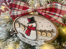 Load image into Gallery viewer, Family Snowman Christmas Ornament - Wooden Ornament - Bennington Youth Football