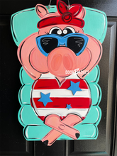 Load image into Gallery viewer, 4th of July Pig on a Float Door Hanger
