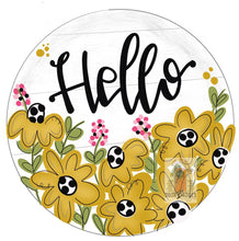 Load image into Gallery viewer, Hello Daisy Summer Door Hanger - Daisy door Decor - hand painted personalized door hanger - DoorBadges