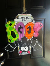 Load image into Gallery viewer, Boo and Bat Halloween Door Hanger - Fall Door Decor - DoorBadges