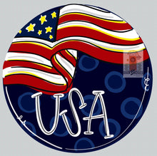 Load image into Gallery viewer, USA Flag - Fourth of July Door Hanger - Patriotic door Decor -  hand painted door hanger - DoorBadges