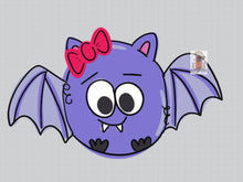 Load image into Gallery viewer, Halloween Bat Door Hanger- Boy Bat Girl Bat Door Decor-Spooky-Fall-Wreath-wood cut out-hand painted door hanger - DoorBadges