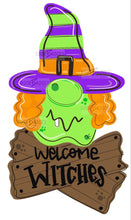 Load image into Gallery viewer, Halloween Witchy Woman Door Hanger- Witch Door Decor-Spooky-Fall-Wreath-wood cut out-hand painted door hanger - DoorBadges