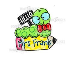 Load image into Gallery viewer, Bookworm with Pencil Door Hanger - Teacher - teacher gift - DoorBadges