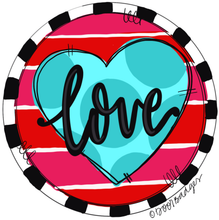 Load image into Gallery viewer, Valentine Round Door Hanger - Valentines Day door Decor - valentine wreath - love hand painted personalized door hanger - DoorBadges