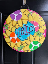Load image into Gallery viewer, Sunflower Round Fall Pumpkin Door Hanger - Fall - Autumn - harvest - Thanksgiving -  pumpkin - thankful - cut out hand painted door hanger - DoorBadges