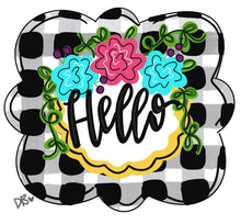 Load image into Gallery viewer, Welcome Plaid Floral Door Hanger - DoorBadges