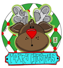 Load image into Gallery viewer, Red Nose Reindeer Door Hanger - Winter Door Decoration - DoorBadges
