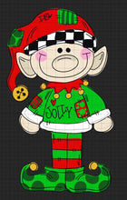 Load image into Gallery viewer, Christmas Elf door hanger, Winter Christmas wood cut out hand painted door hanger - DoorBadges