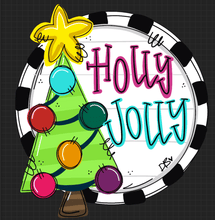 Load image into Gallery viewer, Funky Christmas Tree Round door hanger, Winter Christmas Snow hand painted door hanger - DoorBadges