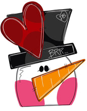 Load image into Gallery viewer, Christmas Snowman with Heart Door Hanger - Snowman Gift -  Holiday Winter Door Decor - DoorBadges