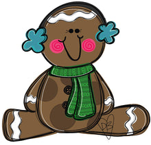 Load image into Gallery viewer, Gingerbread with Ear Muffs door hanger, Winter Christmas wood cut out hand painted door hanger - DoorBadges