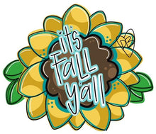Load image into Gallery viewer, Sunflower with Leaves Door Hanger - Pumpkin Decor  -  Fall Door Hanger - Sunflower Wreath - DoorBadges