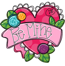 Load image into Gallery viewer, Valentine Big Heart Door Hanger - Valentines Day door Decor - valentine wreath - be mine hand painted personalized door hanger