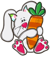Load image into Gallery viewer, Floppy Ear Easter Bunny Rabbit Door Hanger - Easter door Decor - Bunny wreath - hand painted personalized door hanger