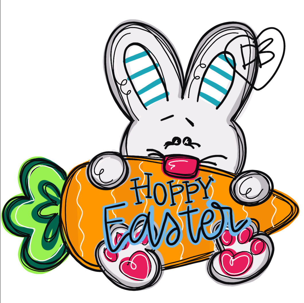 Easter Bunny Carrot Door Hanger - Easter door Decor - Bunny wreath - hand painted personalized door hanger