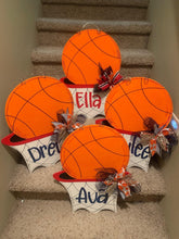 Load image into Gallery viewer, Basketball in Hoop Door Hanger - Sports Door Decor - DoorBadges