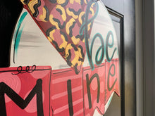 Load image into Gallery viewer, Valentine Heart Door Hanger - Valentines Day door Decor - valentine be mine wreath - be mine hand painted personalized door hanger - DoorBadges
