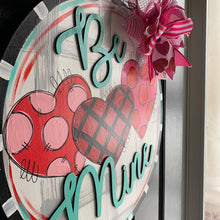 Load image into Gallery viewer, Valentine Heart Door Hanger - Valentines Day door Decor - valentine wreath - be mine hand painted personalized door hanger - DoorBadges
