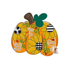 Load image into Gallery viewer, Sunflower Fall Pumpkin Door Hanger - Fall - Autumn - harvest - Thanksgiving -  pumpkin - thankful - cut out hand painted door hanger - DoorBadges