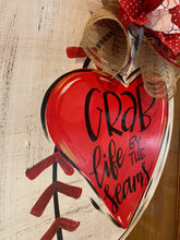 Load image into Gallery viewer, Distressed Baseball/Softball with Heart Door Hanger - DoorBadges