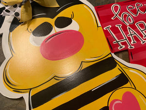 Bee Happy Bumble Bee Door Hanger - DoorBadges