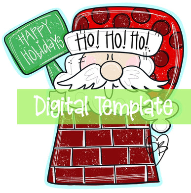 TEMPLATE: Santa in Chimney Door Hanger Download Template - Printable Template - DoorBadges