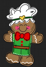 Load image into Gallery viewer, Gingerbread Boy door hanger, Winter Christmas wood cut out hand painted door hanger - DoorBadges