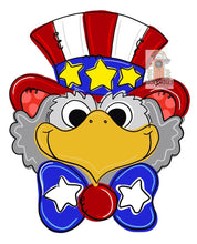 Load image into Gallery viewer, Fourth of July Eagle Door Hanger - Patriotic door Decor - hand painted door hanger - DoorBadges