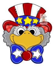 Load image into Gallery viewer, Fourth of July Eagle Door Hanger - Patriotic door Decor - hand painted door hanger - DoorBadges