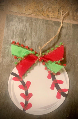 Christmas Ornament - Baseball Wooden Ornament - DoorBadges