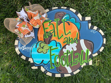 Load image into Gallery viewer, Fall Football Door Hanger  -  hand painted personalized door hanger - DoorBadges
