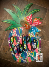 Load image into Gallery viewer, Pineapple Summer Door Hanger - Colorful Pineapple door Decor - hand painted personalized door hanger - DoorBadges