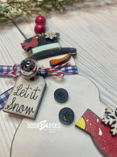 Load image into Gallery viewer, Snowman Christmas Ornament - Let it Snow Wooden Ornament - DoorBadges
