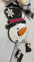 Load image into Gallery viewer, Snowman Christmas Ornament - Dangle Legs Wooden Ornament - DoorBadges