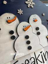 Load image into Gallery viewer, Christmas Snowman Group Door Hanger - Snowman Gift -  Holiday Winter Door Decor - DoorBadges