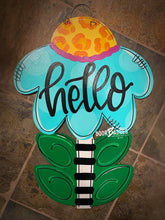 Load image into Gallery viewer, Single Flower door hanger - Summer door decor - hand painted personalized door hanger - DoorBadges