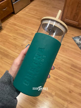 Load image into Gallery viewer, Glass Tumbler with Silicone Sleeve with Bamboo Lid and Straw