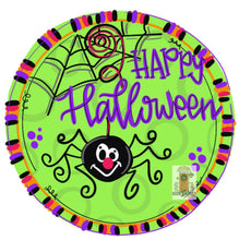 Load image into Gallery viewer, Halloween Spider Door Hanger- Spider Door Decor-Spooky-Fall-Wreath-wood cut out-hand painted door hanger - DoorBadges